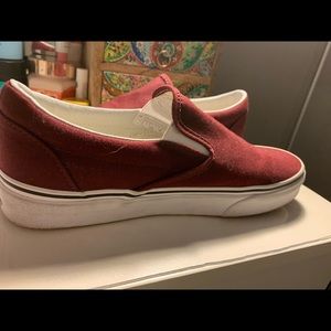 Maroon slip on vans